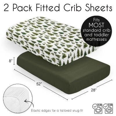 Sweet Jojo Designs Gender Neutral Unisex Fitted Crib Sheets Set Woodland Pine Tree Green And White 2pc 7 Sweet Jojo Designs Gender Neutral Unisex Fitted Crib Sheets Set Woodland Pine Tree Green And White 2pc - Image 5