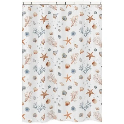 Sweet Jojo Designs Boy, Girl, Unisex/Gender Neutral Shower Curtain 72in.x72in. Seashells Multicolor 8 Sweet Jojo Designs Boy, Girl, Unisex/Gender Neutral Shower Curtain 72in.x72in. Seashells Multicolor - Image 6