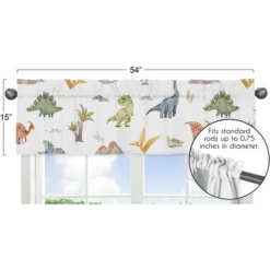 Sweet Jojo Designs Window Valance Treatment 54in. Watercolor Dinosaur Dino Multicolor -Sweet Jojo Designs Shop GUEST f5322f28 e5bf 438e 954f 074b58f997ff