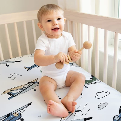 Sweet Jojo Designs Boy Fitted Crib Sheets Set Airplane Green And Blue 2pc 6 Sweet Jojo Designs Boy Fitted Crib Sheets Set Airplane Green And Blue 2pc - Image 4