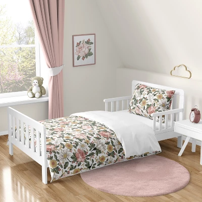 Sweet Jojo Designs Girl Toddler Bedding Set Vintage Floral Pink Green And Yellow 5 Pc 8 Sweet Jojo Designs Girl Toddler Bedding Set Vintage Floral Pink Green And Yellow 5 Pc - Image 6
